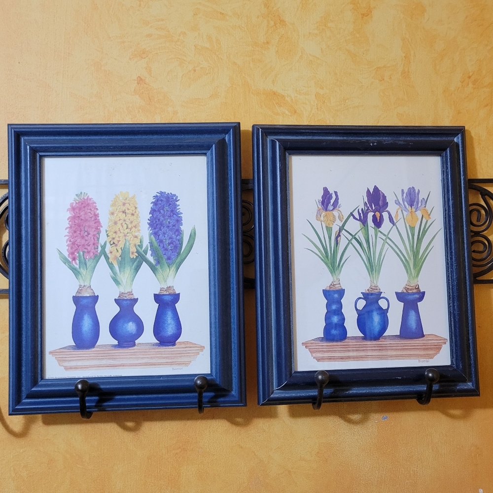 Vintage Artist Bambi Set of Botanical Blue Themed Prints